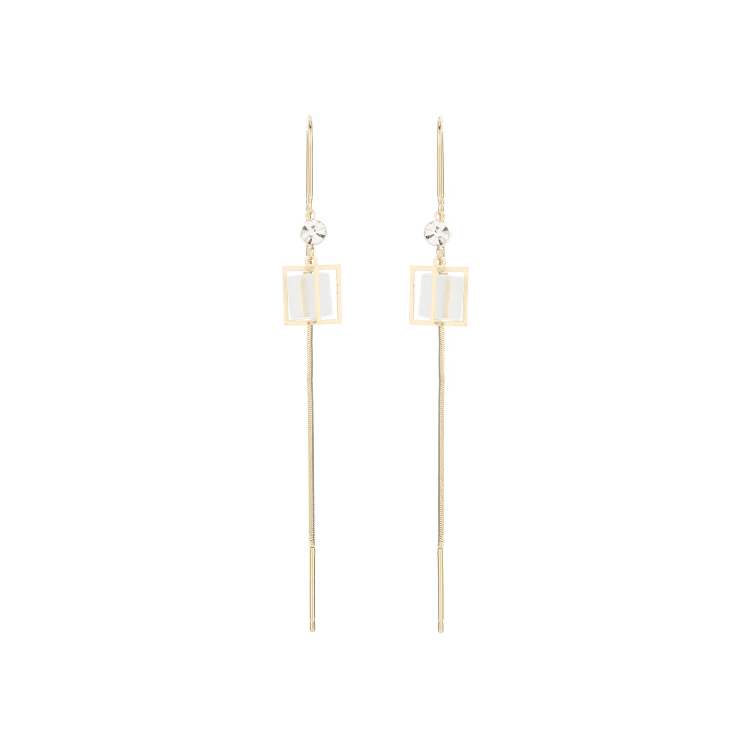 1 Pair Simple Style Color Block Inlay Copper Zircon Drop Earrings