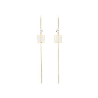 1 Pair Simple Style Color Block Inlay Copper Zircon Drop Earrings