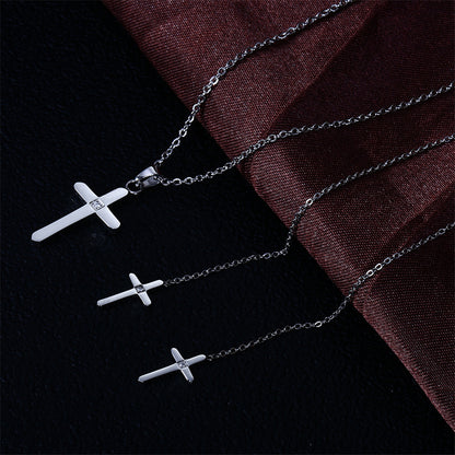 Wholesale Simple Style Cross Titanium Steel Plating Earrings Necklace