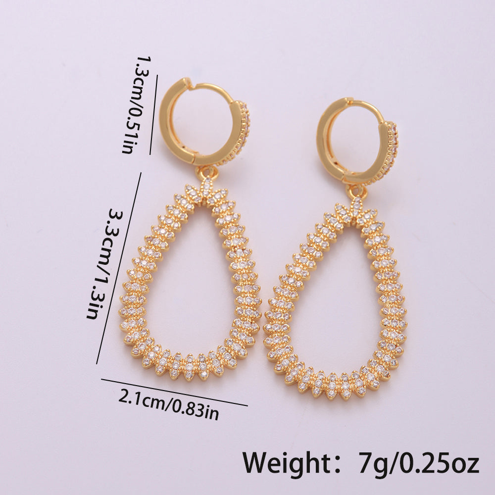 1 Pair Ig Style Water Droplets Plating Inlay Copper Zircon 18k Gold Plated Drop Earrings