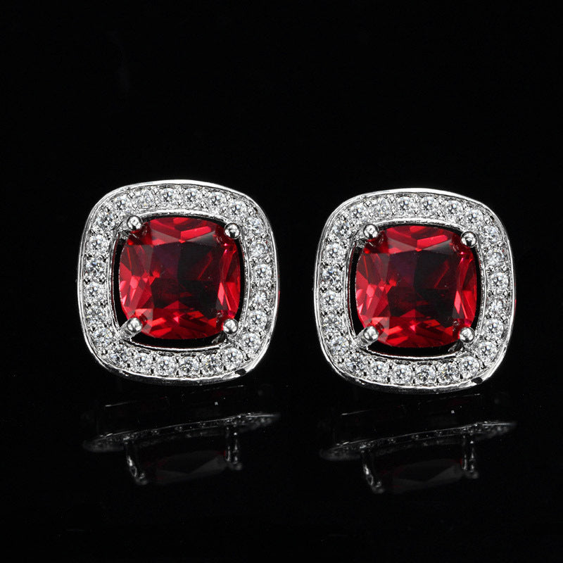 1 Pair Casual Elegant Square Plating Inlay Copper Zircon White Gold Plated Ear Studs