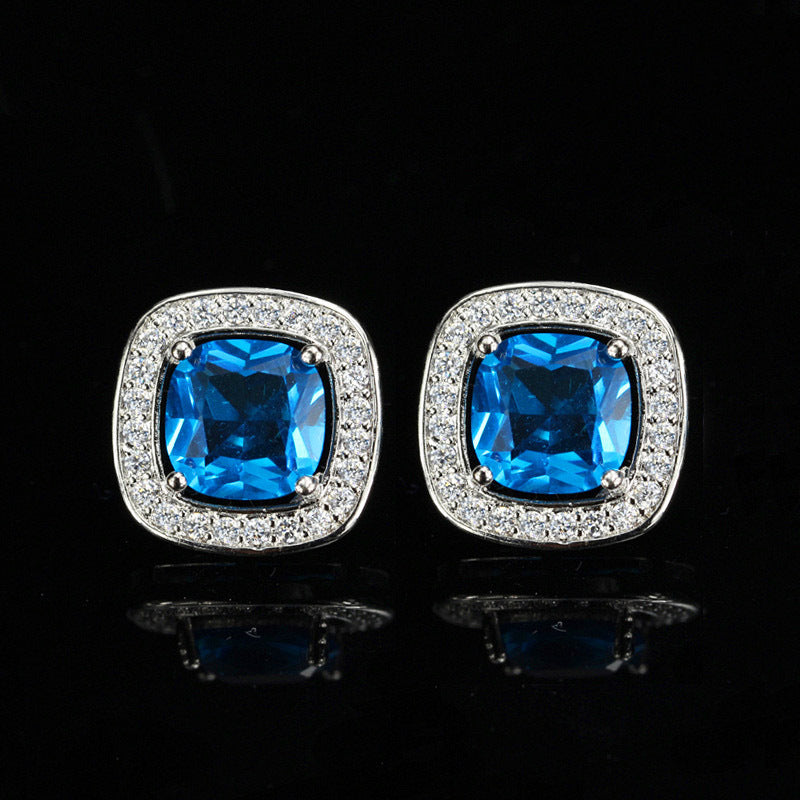 1 Pair Casual Elegant Square Plating Inlay Copper Zircon White Gold Plated Ear Studs