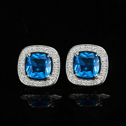 1 Pair Casual Elegant Square Plating Inlay Copper Zircon White Gold Plated Ear Studs