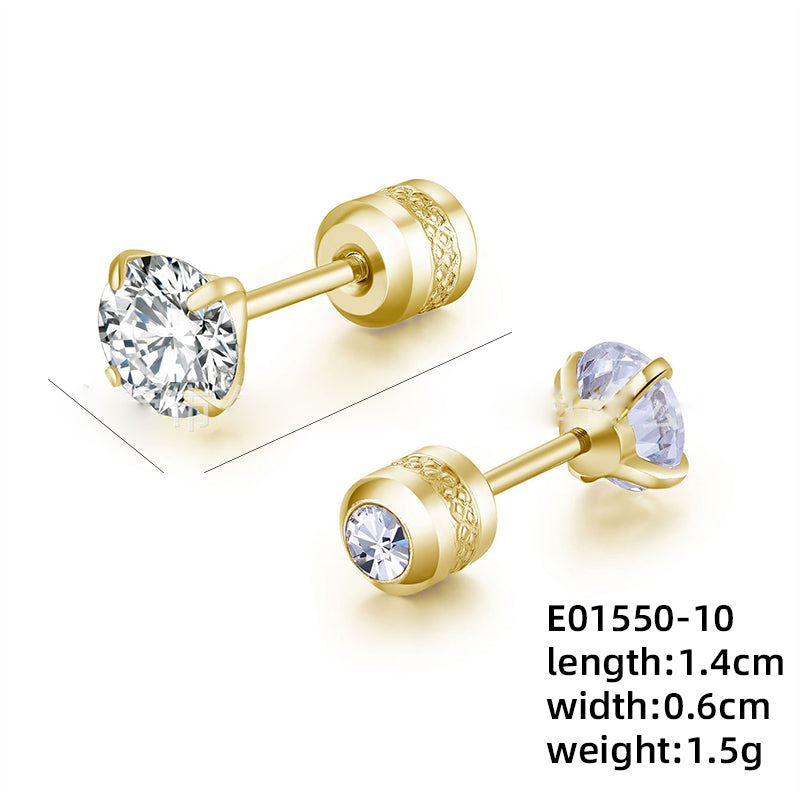 2 Pieces Simple Style Geometric Plating Inlay Copper Zircon Gold Plated Silver Plated Ear Studs