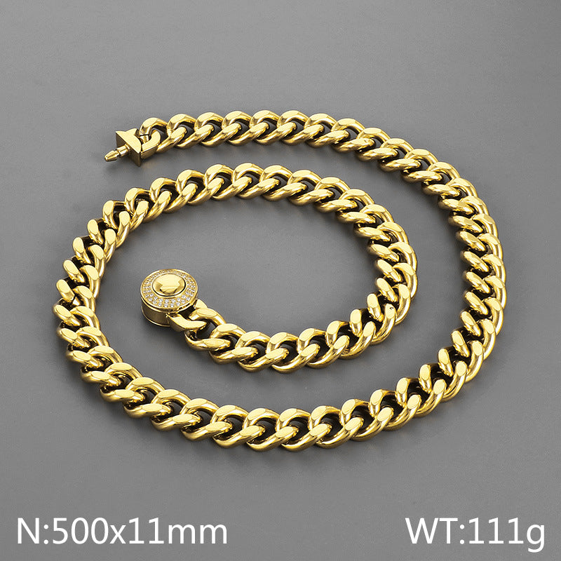 Wholesale Casual Simple Style Geometric Titanium Steel Polishing Inlay Rhinestones Bracelets Necklace