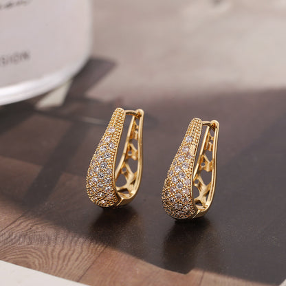 1 Pair Simple Style U Shape Plating Inlay Copper Zircon Earrings