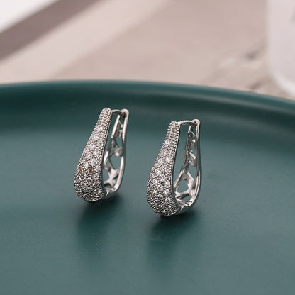 1 Pair Simple Style U Shape Plating Inlay Copper Zircon Earrings