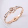 Classic Style Life Tree Stainless Steel Rhinestones 18k Gold Plated Bangle