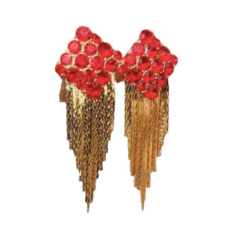 1 Pair French Style Classic Style Tassel Rhombus Alloy Drop Earrings