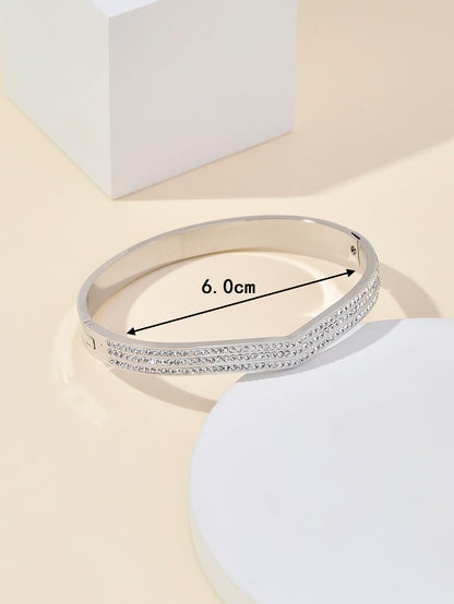 Stainless Steel Simple Style Solid Color Inlay Zircon Bangle