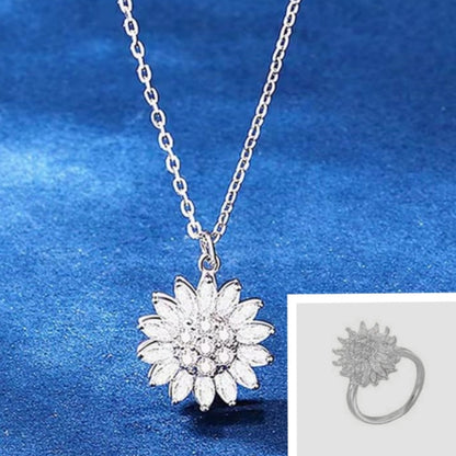 Fashion Simple Style Flower Titanium Steel Plating Flowers Zircon Necklace