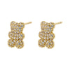 1 Pair Elegant Bear Heart Shape Plating Inlay Copper Artificial Pearls Zircon 18k Gold Plated Ear Studs