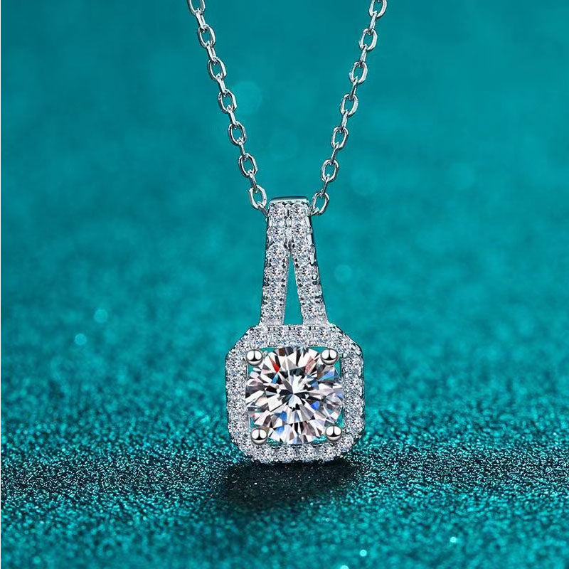 Elegant Sweet Solid Color Sterling Silver Plating Inlay Zircon White Gold Plated Pendant Necklace