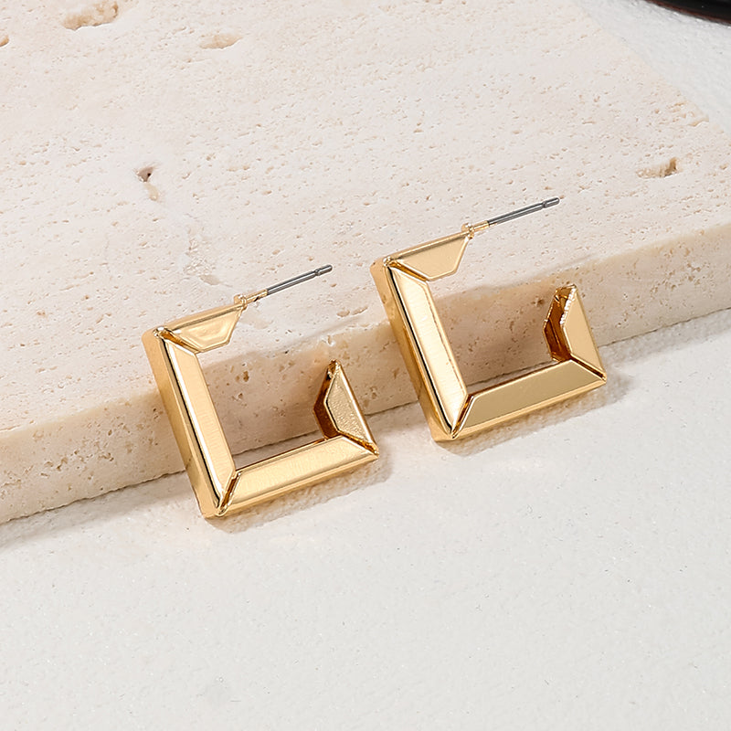 1 Pair Simple Style Square Plating Alloy Ferroalloy 14k Gold Plated Ear Studs