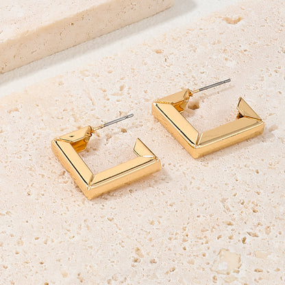 1 Pair Simple Style Square Plating Alloy Ferroalloy 14k Gold Plated Ear Studs