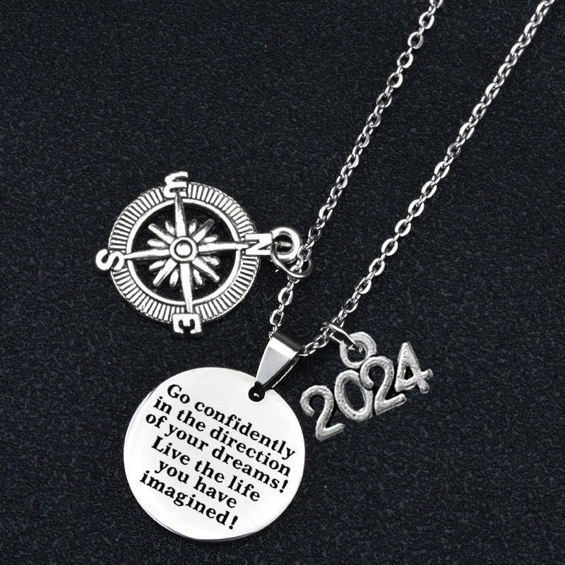 1 Piece Fashion Letter Compass Stainless Steel Alloy Polishing Unisex Pendant Necklace