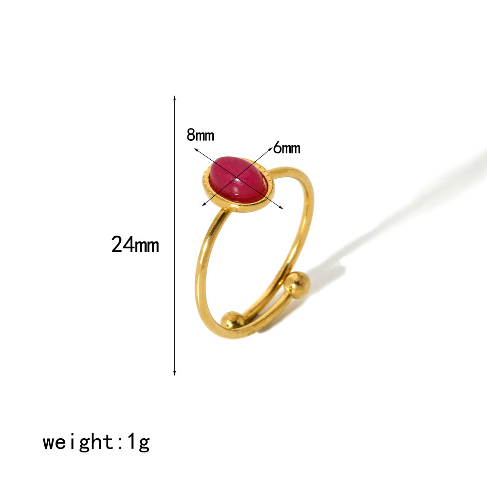 Simple Style Geometric Stainless Steel Polishing Plating 18k Gold Plated Adjustable Ring