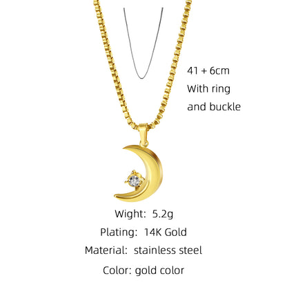 Fashion Simple Style Star Moon Heart Stainless Steel Plating Necklace