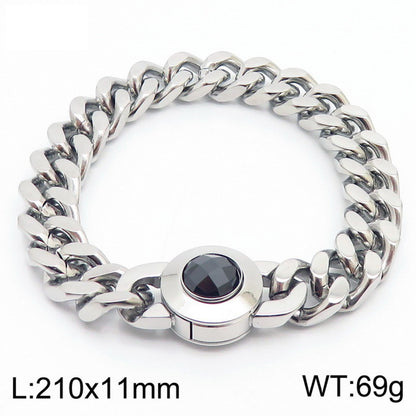 Hip-hop Geometric Titanium Steel Plating Inlay Artificial Crystal Bracelets Necklace