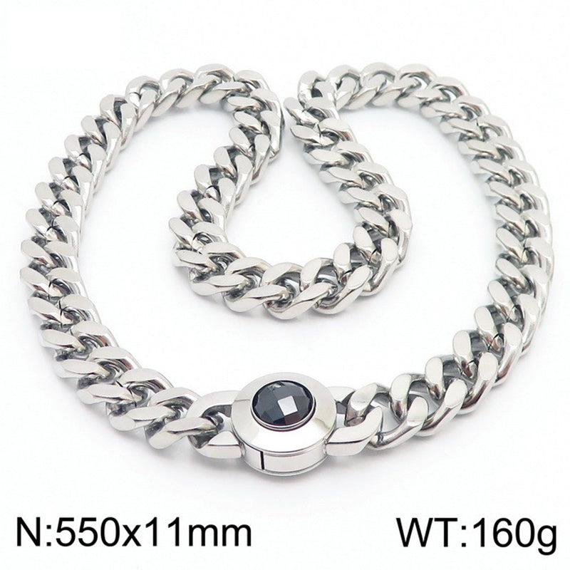 Hip-hop Geometric Titanium Steel Plating Inlay Artificial Crystal Bracelets Necklace