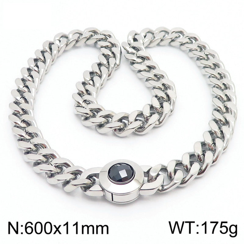 Hip-hop Geometric Titanium Steel Plating Inlay Artificial Crystal Bracelets Necklace