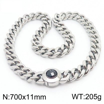 Hip-hop Geometric Titanium Steel Plating Inlay Artificial Crystal Bracelets Necklace