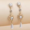 1 Pair Ig Style Sweet Heart Shape Plating Inlay Metal Artificial Pearls Zircon Drop Earrings