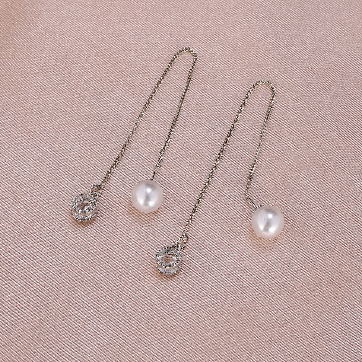 1 Pair Elegant Simple Style Geometric Plating Inlay Metal Artificial Pearls Rhinestones Ear Line