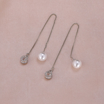 1 Pair Elegant Simple Style Geometric Plating Inlay Metal Artificial Pearls Rhinestones Ear Line