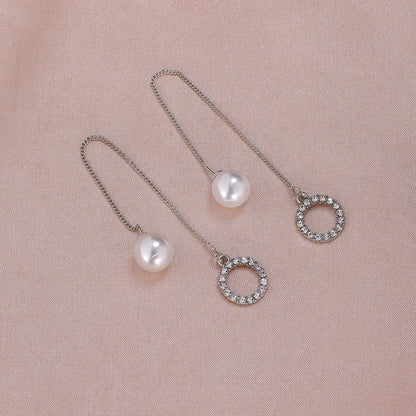 1 Pair Elegant Simple Style Geometric Plating Inlay Metal Artificial Pearls Rhinestones Ear Line