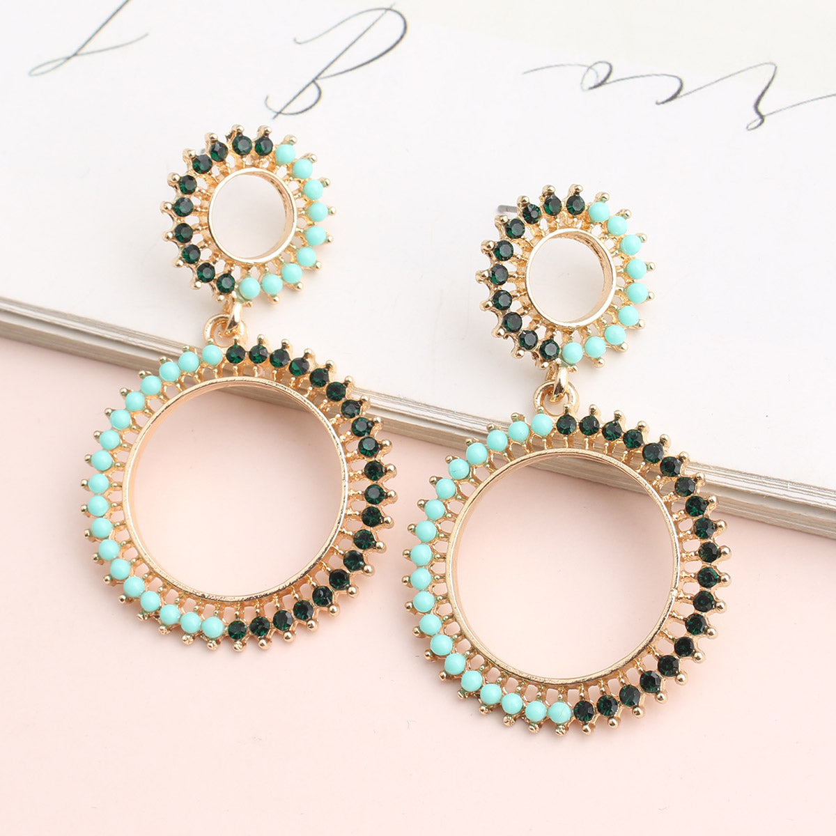 1 Pair Simple Style Classic Style Round Dots Plating Inlay Alloy Rhinestones Gold Plated Drop Earrings