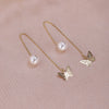 1 Pair Lady Butterfly Plating Artificial Pearl Metal Drop Earrings