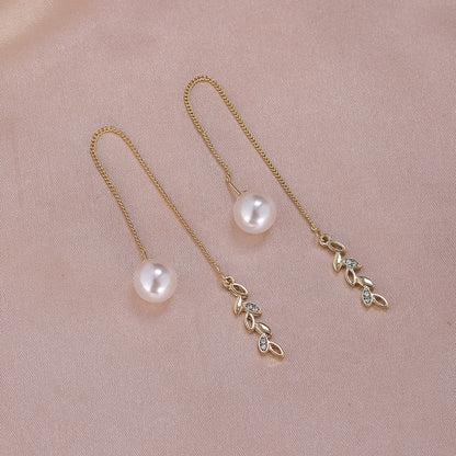 1 Pair Lady Butterfly Plating Artificial Pearl Metal Drop Earrings