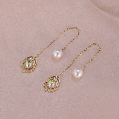 1 Pair Lady Butterfly Plating Artificial Pearl Metal Drop Earrings