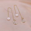 1 Pair Lady Butterfly Plating Artificial Pearl Metal Drop Earrings