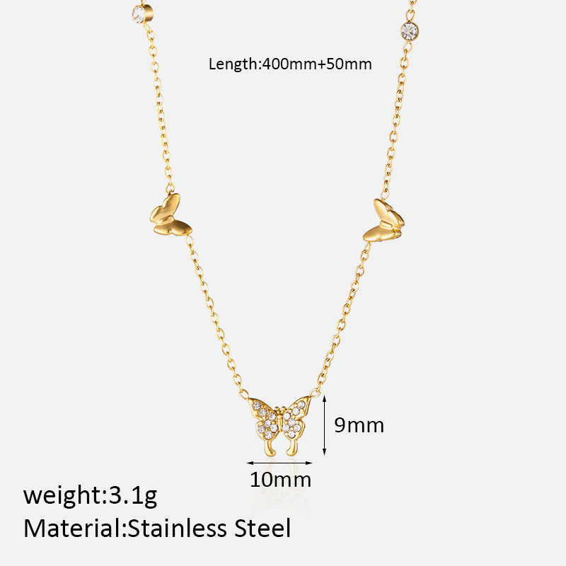 Simple Style Shiny Heart Shape Stainless Steel Polishing Plating Inlay Zircon 18k Gold Plated Pendant Necklace