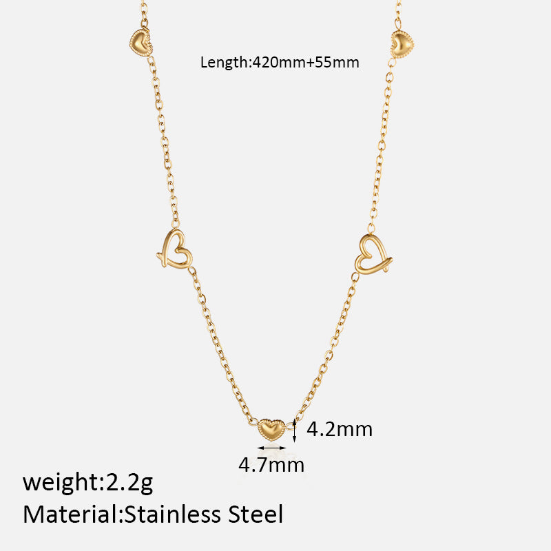 Simple Style Shiny Heart Shape Stainless Steel Polishing Plating Inlay Zircon 18k Gold Plated Pendant Necklace