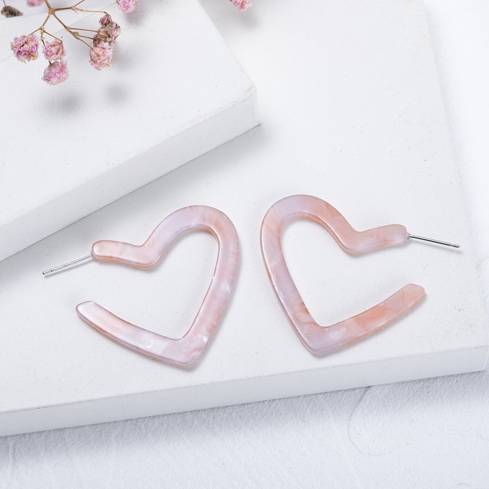 1 Pair Retro Heart Shape Stamping Acetic Acid Ear Studs