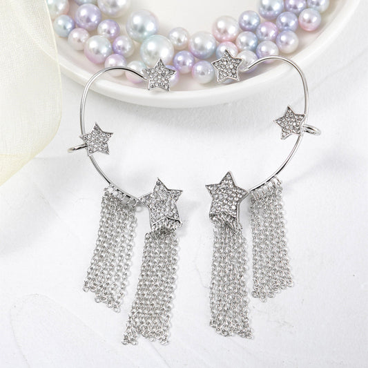 1 Piece Simple Style Tassel Inlay Alloy Rhinestones Drop Earrings