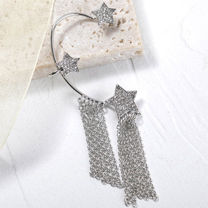 1 Piece Simple Style Tassel Inlay Alloy Rhinestones Drop Earrings