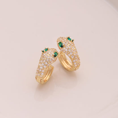 1 Pair Ig Style Simple Style Heart Shape Snake Plating Inlay Copper Zircon 18k Gold Plated Hoop Earrings