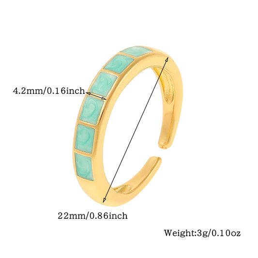 Elegant Solid Color Copper Plating Inlay Zircon Open Rings