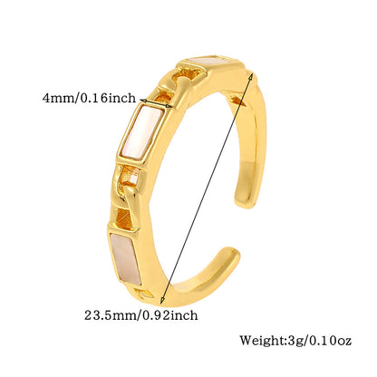 Elegant Solid Color Copper Plating Inlay Zircon Open Rings