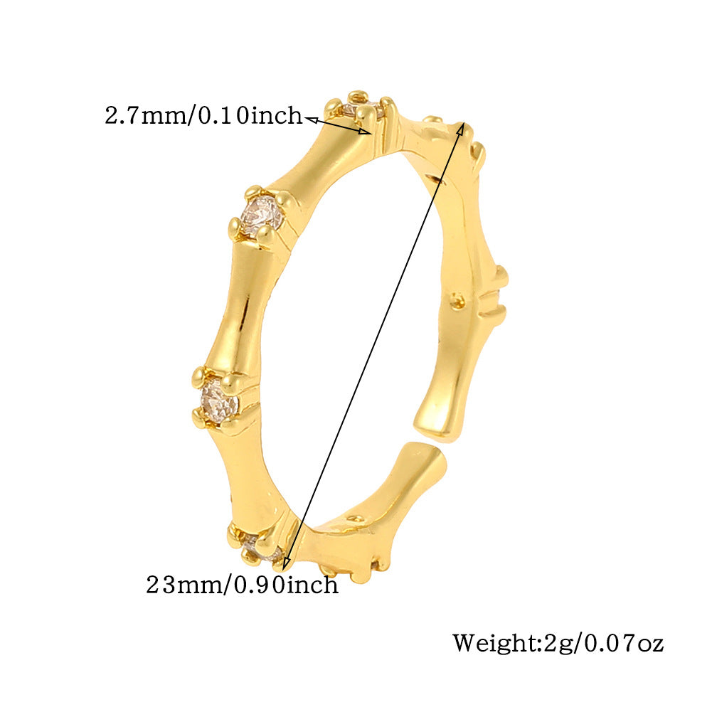 Elegant Solid Color Copper Plating Inlay Zircon Open Rings