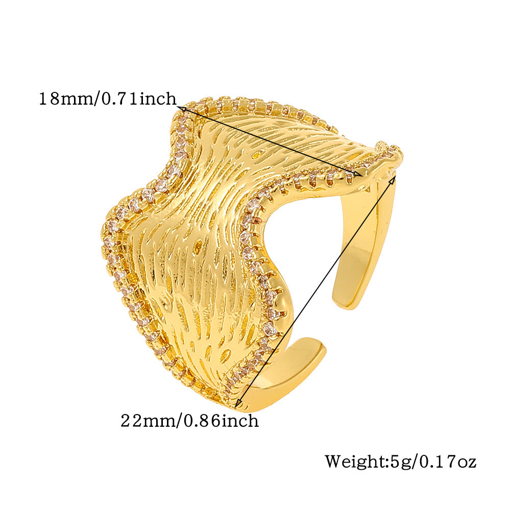 Cute Animal Copper Plating Inlay Zircon Open Rings