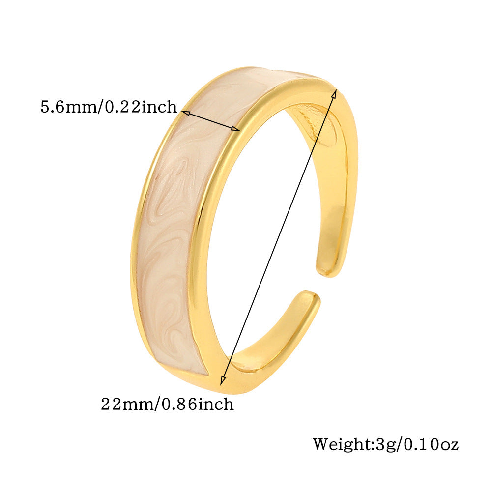 Elegant Solid Color Copper Plating Inlay Zircon Open Rings