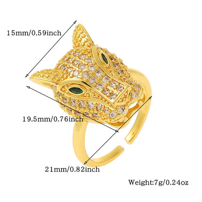 Cute Animal Copper Plating Inlay Zircon Open Rings