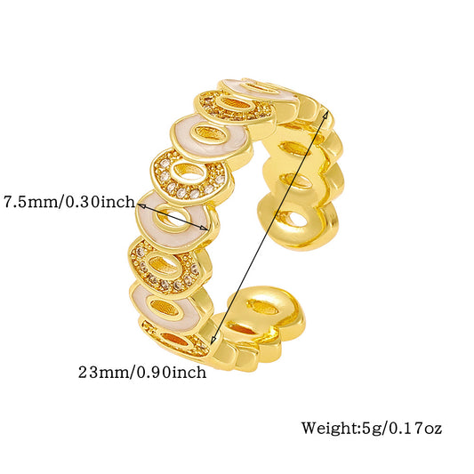 Simple Style Solid Color Copper Plating Inlay Artificial Pearls Zircon Open Rings