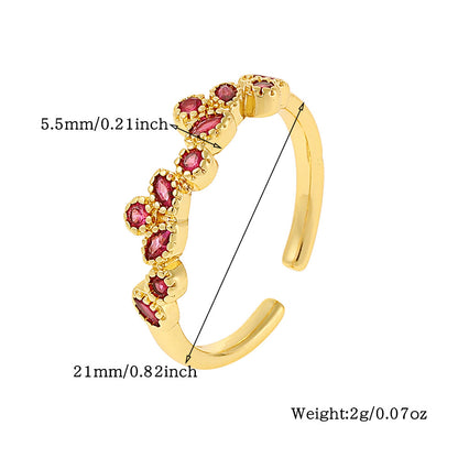 Elegant Solid Color Copper Plating Inlay Zircon Open Rings