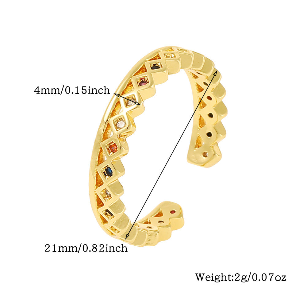 Simple Style Solid Color Copper Plating Inlay Artificial Pearls Zircon Open Rings